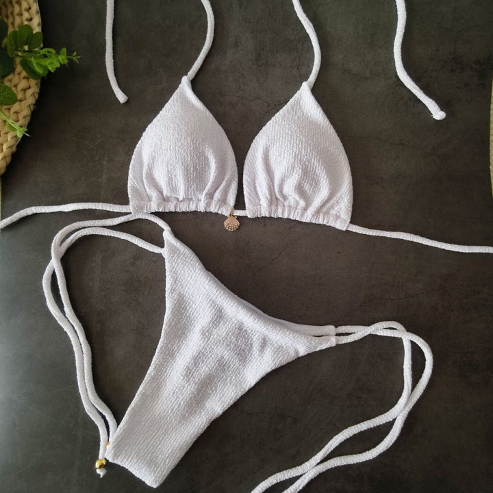 Dame triangel-bikini med elastiske bånddetaljer Skovae