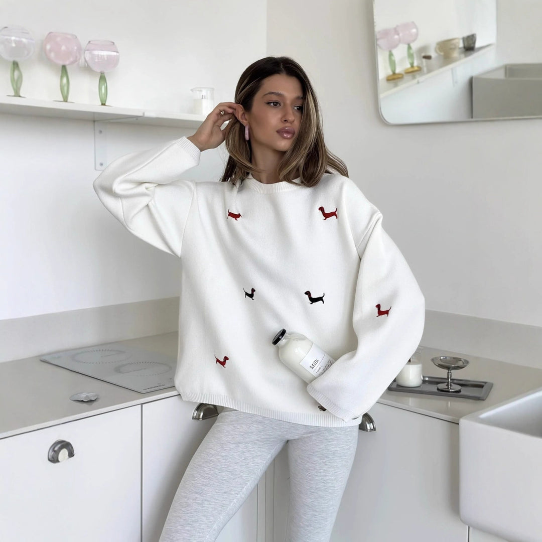 Kvindernes hyggelige sweatshirt med legende dyremotiv Stilla
