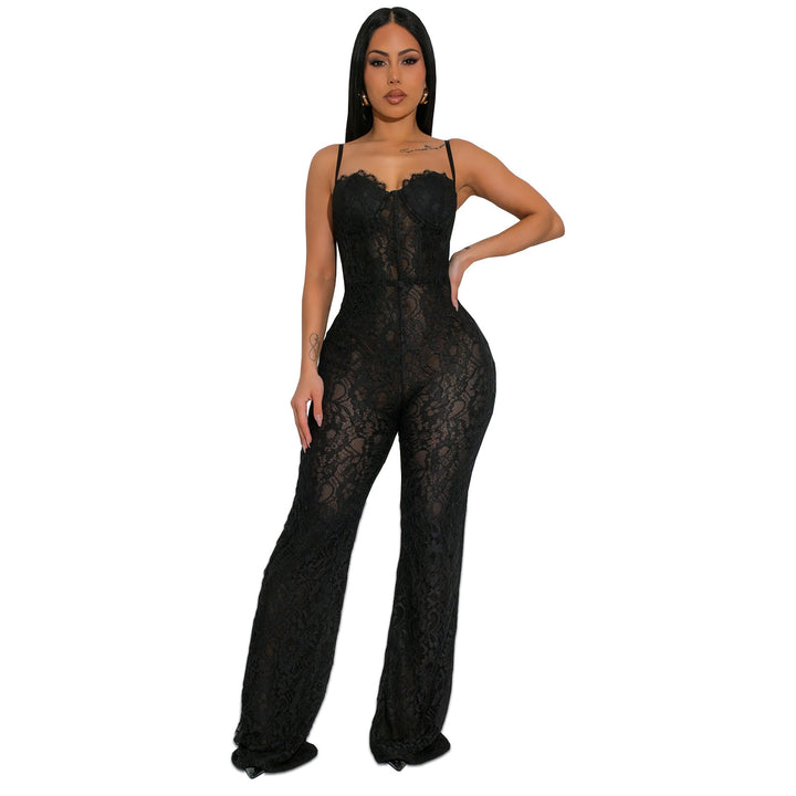 Dame Elegant Bodysuit i blonde med gennemsigtigt design og dyb udrigning Stilla