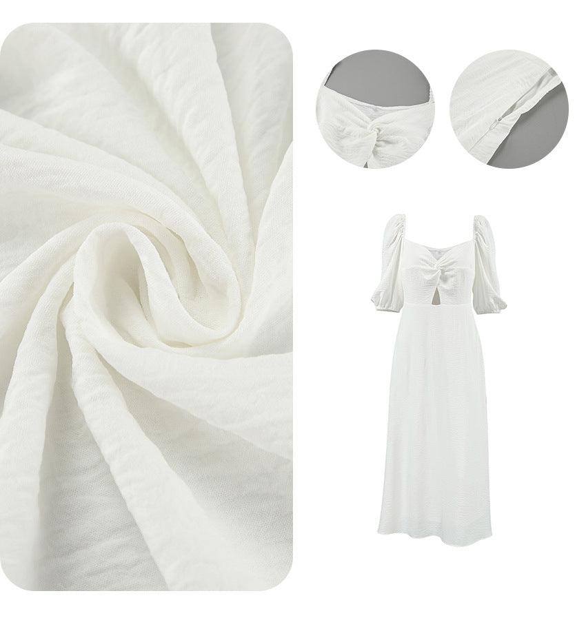 Dame Midi-Kjole med off-shoulder design og voluminøse puffærmer Stilla