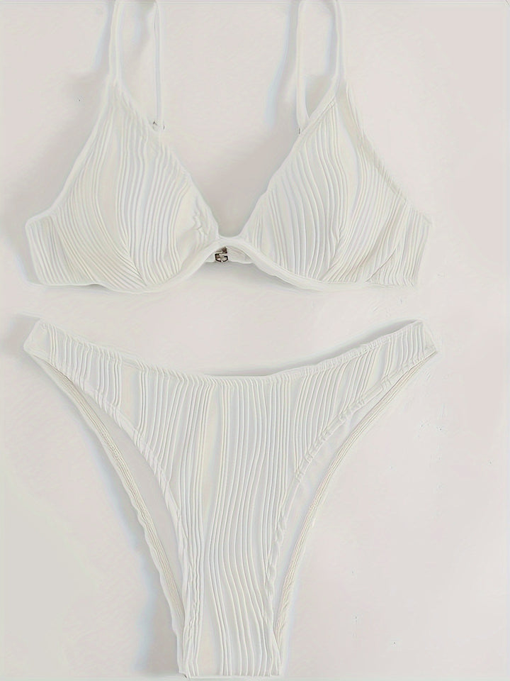 Dame bikini sæt med elegant plisseret mønster Skovae