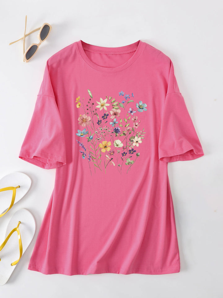 Kvinder Casual Sommer Bluse Skjorte med Blomsterprint Stilla