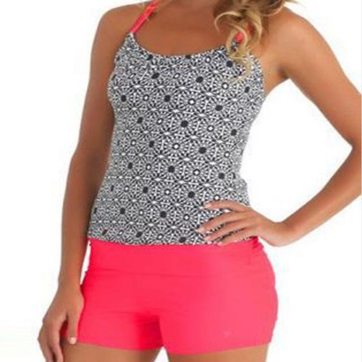 Dame sport tankini med mode mønster miks og komfortable bade shorts Skovae