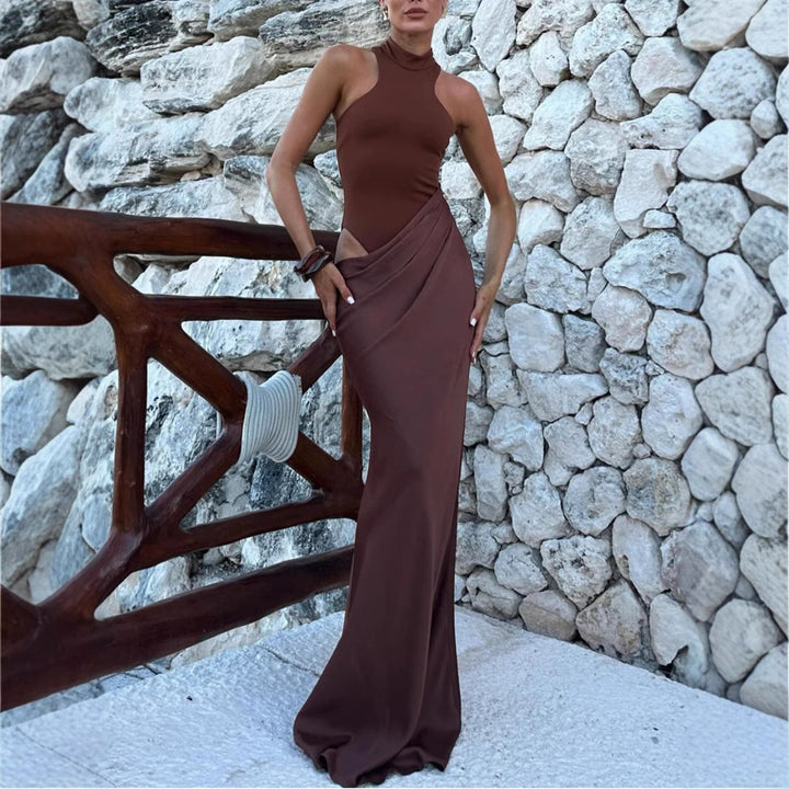 Dame maxi kjole med fashionable cut Skovae