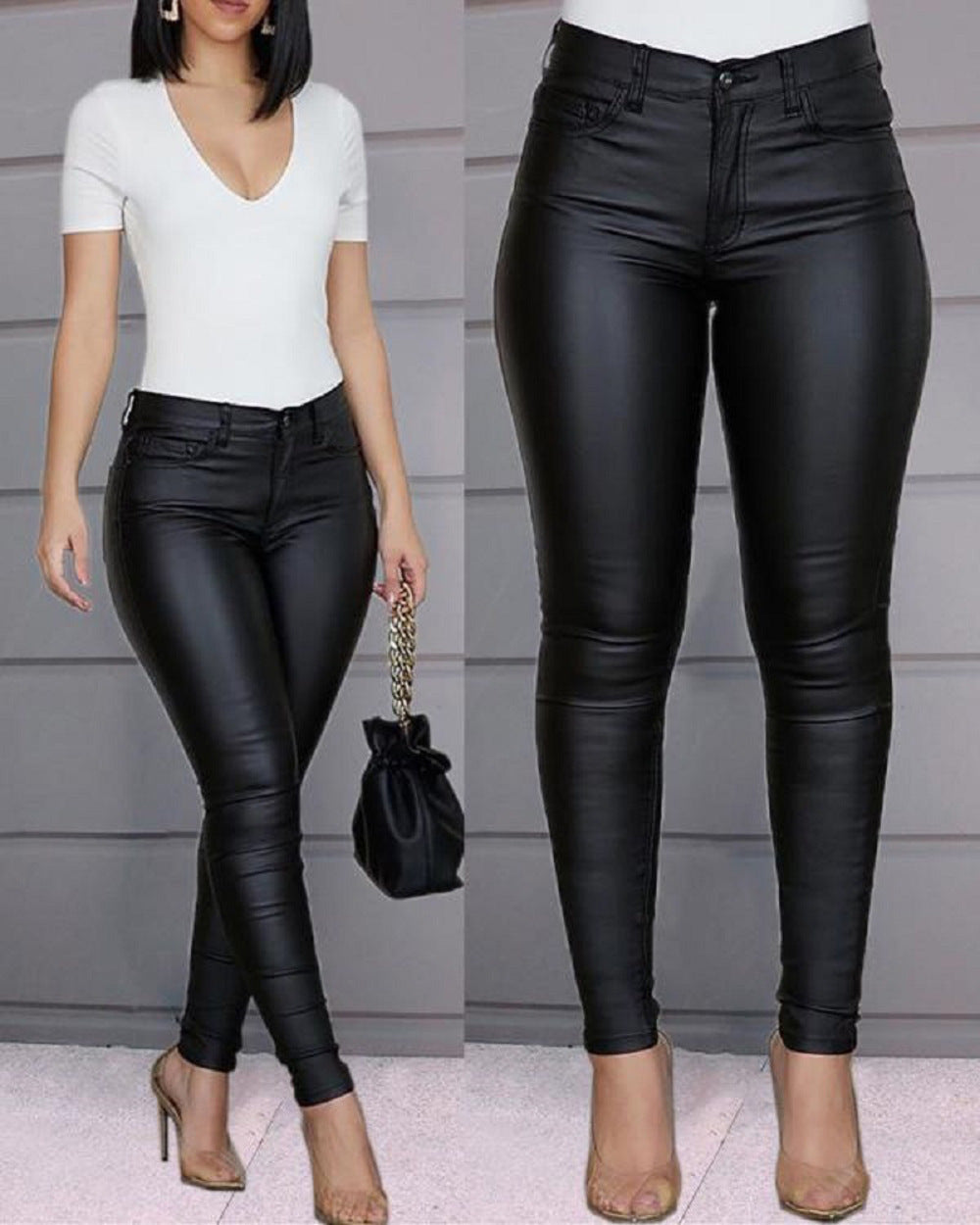 Dame figurtilpassede jeans med højglans-finish Stilla