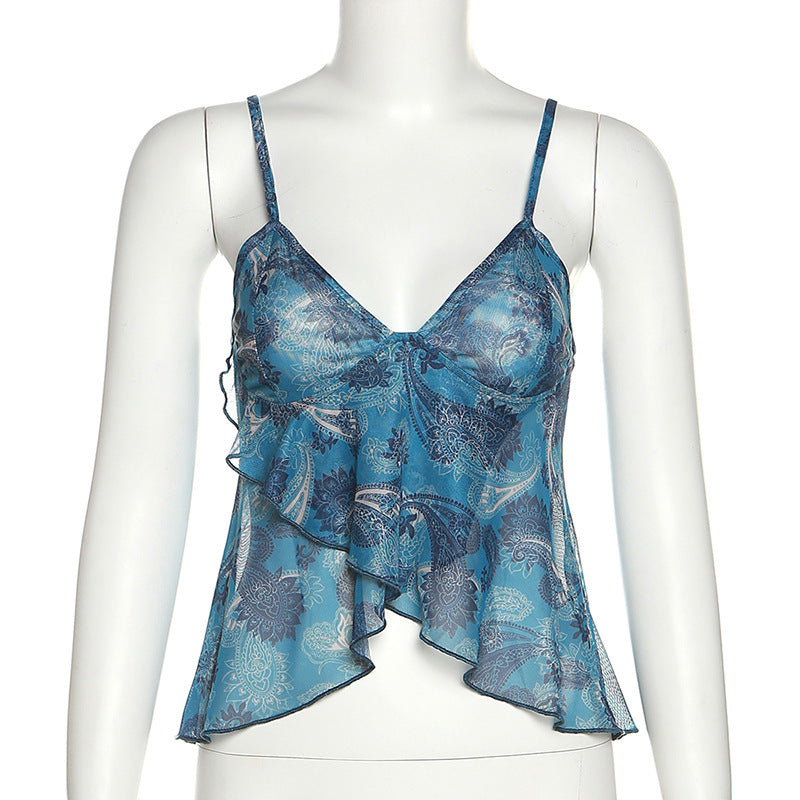 Damebluse med ruffledetaljer Stilla