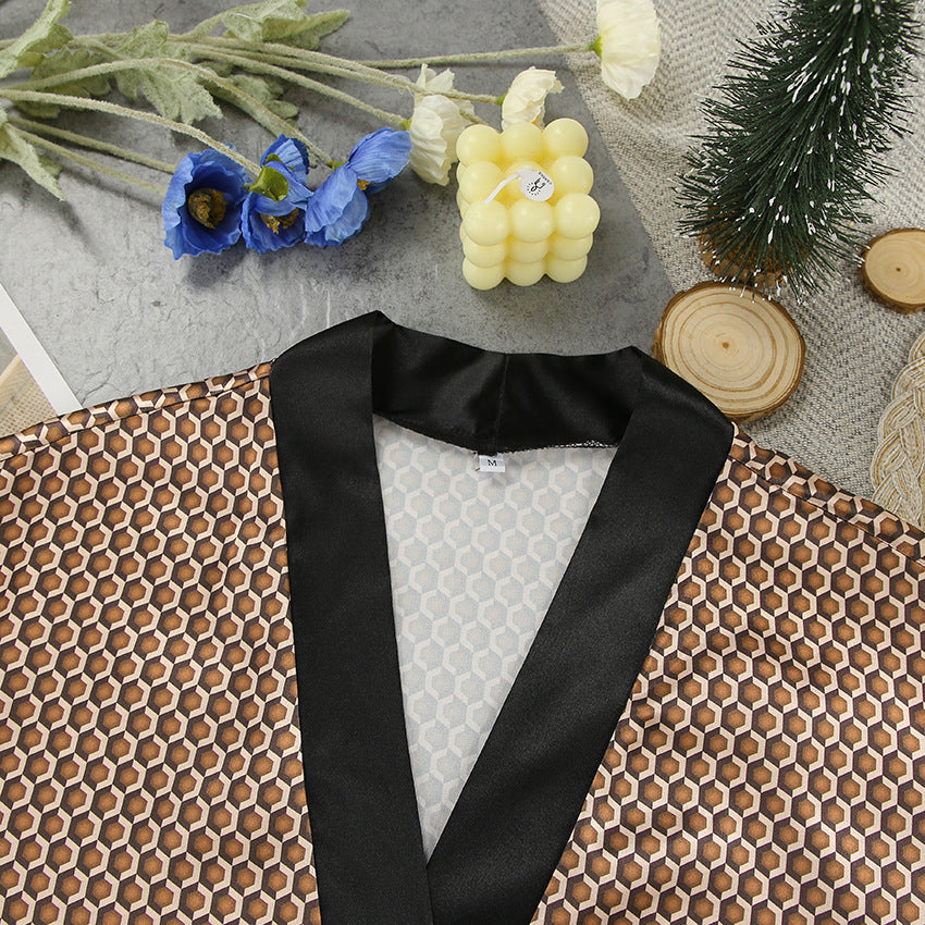 Dame luksus Satin-Kimono med moderne mønster Stilla