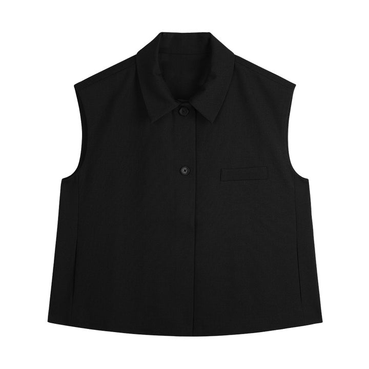 Dame ærmeløs overshirt med knapstolpe og struktureret stof Stilla