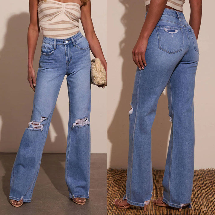 Dame Løst skåret jeans med destroyed-detaljer Stilla