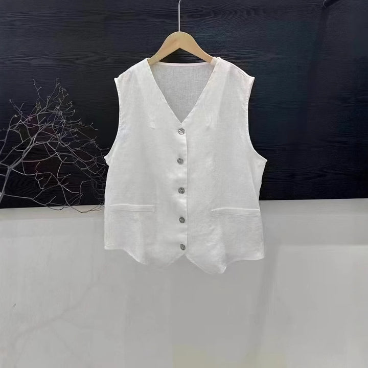 Dame Casual Linned Knap-Op Vest Stilla