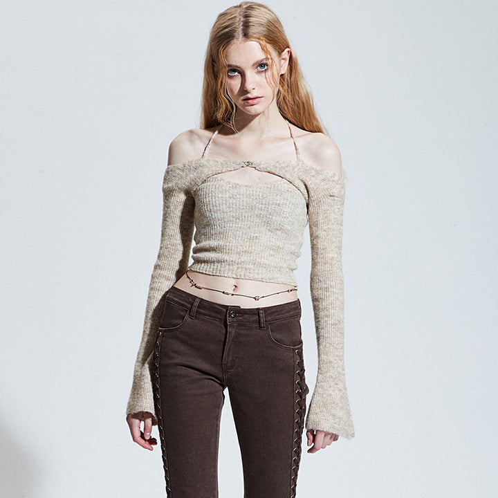 Dame Off-Shoulder Pullover i moderne strikdesign Stilla