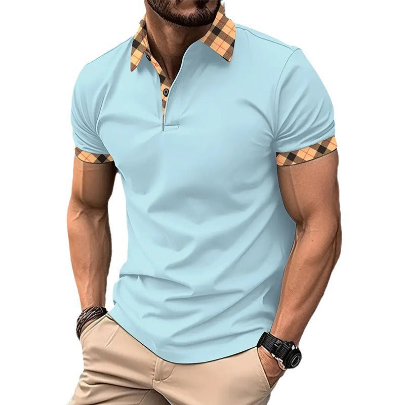 Herrer polo shirt med kontrastfarvet krave og moderne mønster Stilla