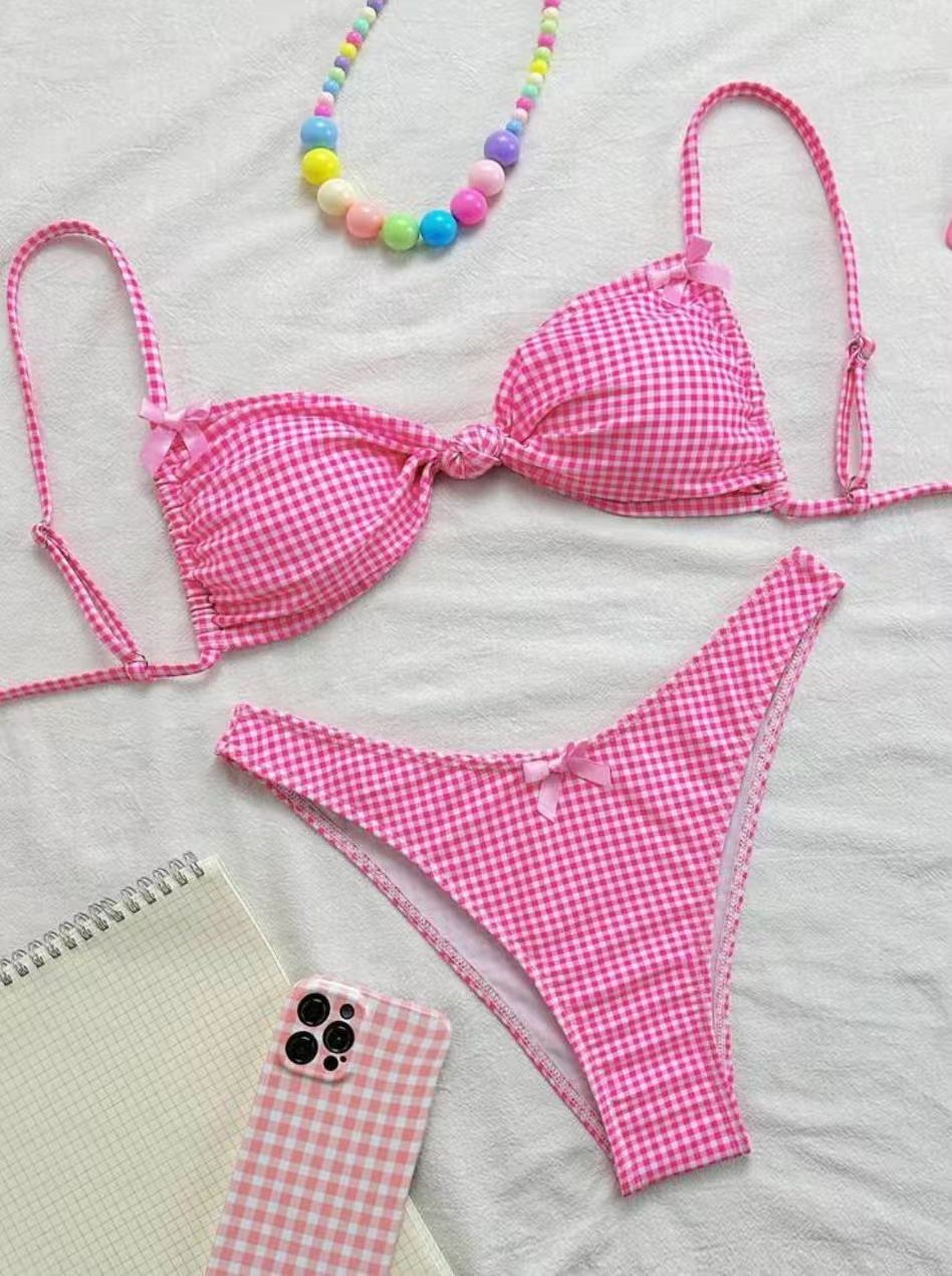 Dame bikini-sæt med flæse detaljer og justerbare stropper Skovae