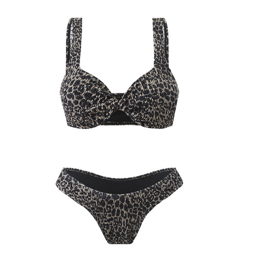 Damer Triangel-Bikini-Sæt med moderne indpakningsdesign og elastiske stropper Stilla