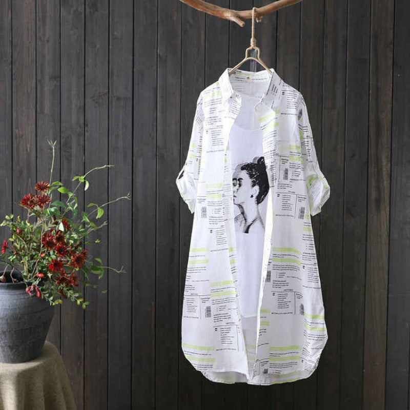 Dame Lettrykt Kimono Jakke Stilla