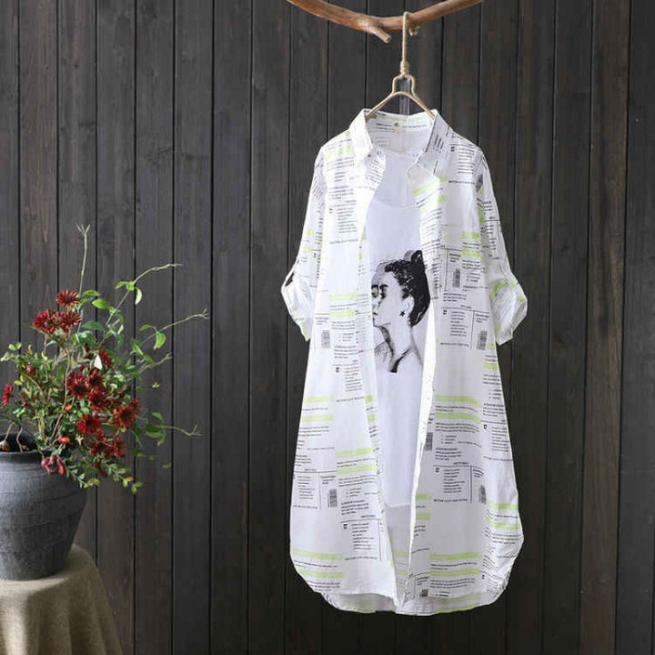 Dame Lettrykt Kimono Jakke Stilla