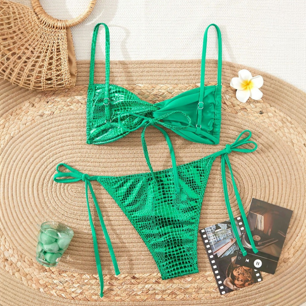 Dame bikini med raffineret dyreprint og justerbare stropper Stilla