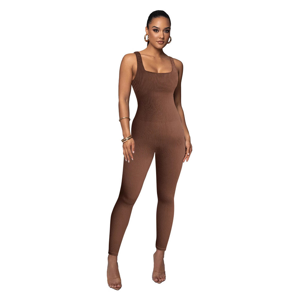 Dame figurtilpasset jumpsuit med ribstruktur Stilla