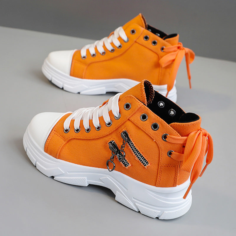 Dame Trendy High-Top Sneakers med stilfulde lynlåse og gummisål Stilla