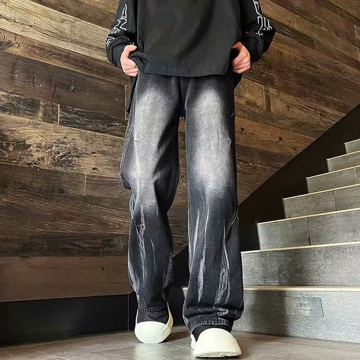 Herrer afslappede Baggy-jeans med unikke vaskeeffekter og komfortabel elastisk talje Stilla