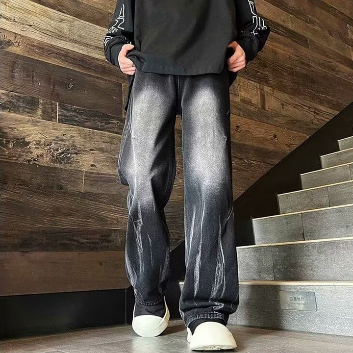 Herrer afslappede Baggy-jeans med unikke vaskeeffekter og komfortabel elastisk talje Stilla
