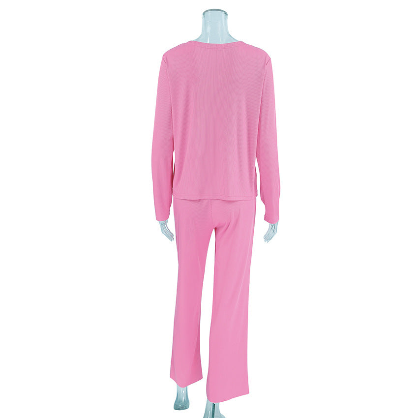 Dame hyggeligt lounge-sæt med cropped top og vide bukser Stilla