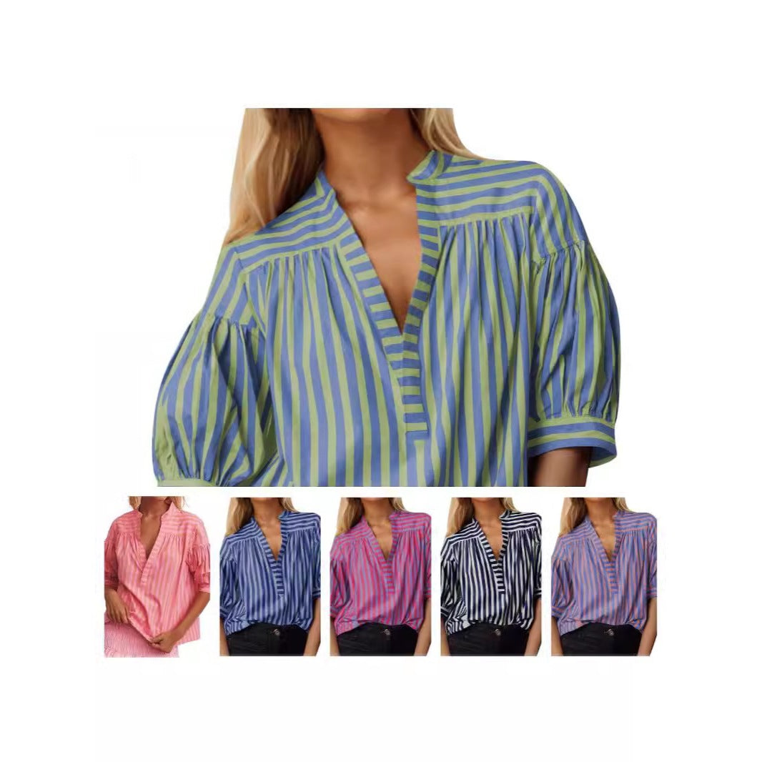 Dame kortærmet bluse med moderne rute detaljer Stilla