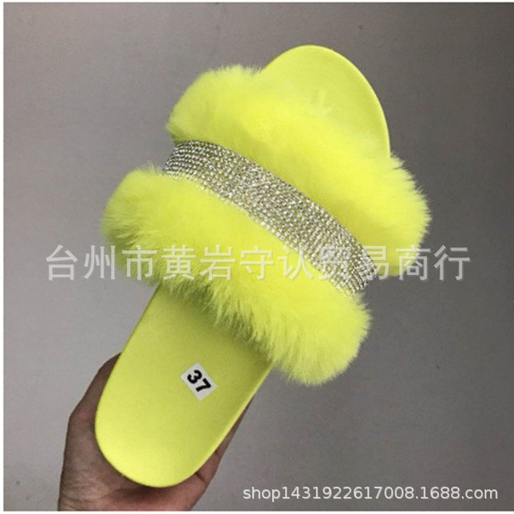 Dame Fuzzy Remsandaler med Glitteraccentuer Stilla