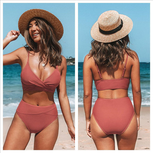 Dame Bikini-sæt med smart indpakningsdesign og høj talje Stilla