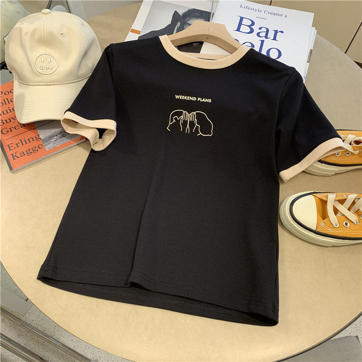 Femme Casual Graphic T-shirt med Weekend Planer Design Stilla