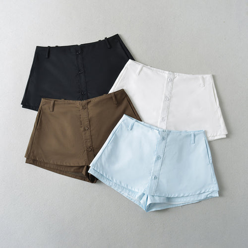 Dame modet High-Waist shorts med elegant snit og praktiske knapdetaljer Stilla