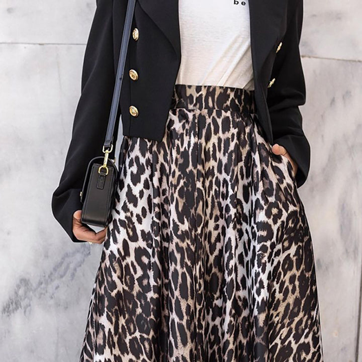 Dame Elegante Maxiskørt i leopardprint med høj talje og glat fald Stilla