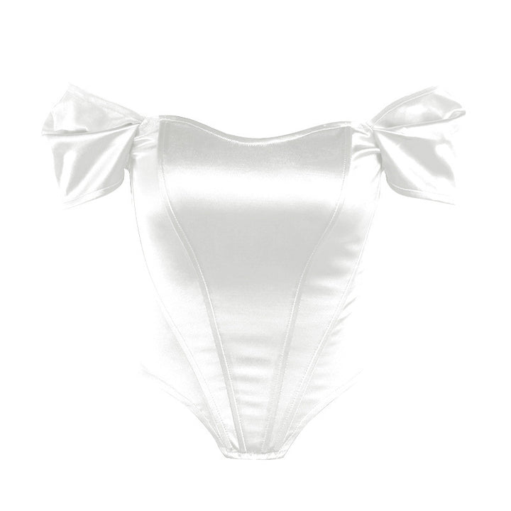 Dame elegant satin-bustier med skulderdetaljer Skovae