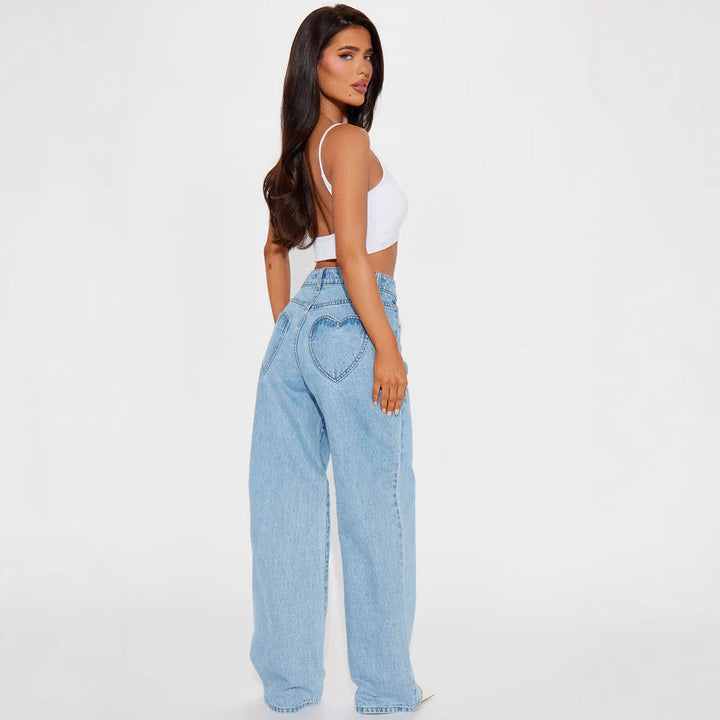 Dame Wide High-Waist Jeans med klassisk pasform og rå kanter Skovae