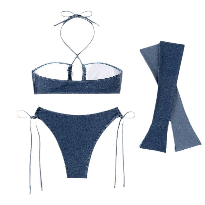 Dame bikini top med lange ærmer og elegant knude Skovae