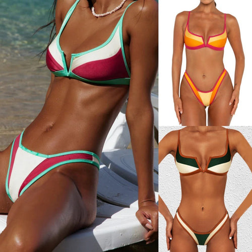 Dame Triangel-Bikini med moderne grafiske elementer Skovae