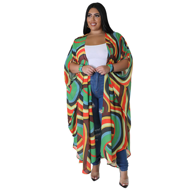 Dame farveintensiv kimono med luftig pasform Stilla