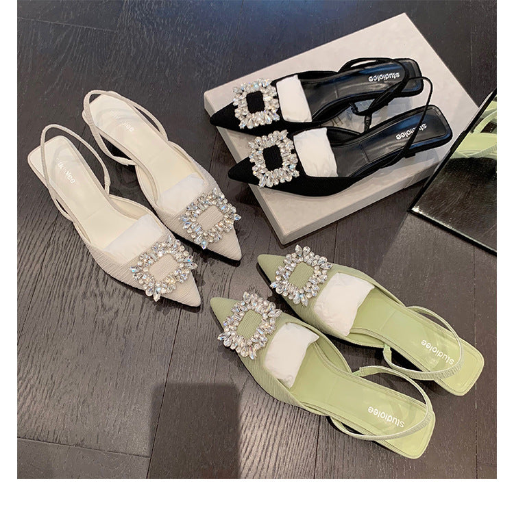 Dame Sling-pumps med elegant perleapplikation Stilla
