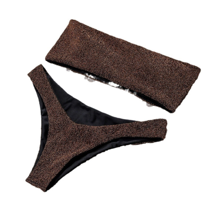 Dame Bandeau-bikin med glitrende top Skovae