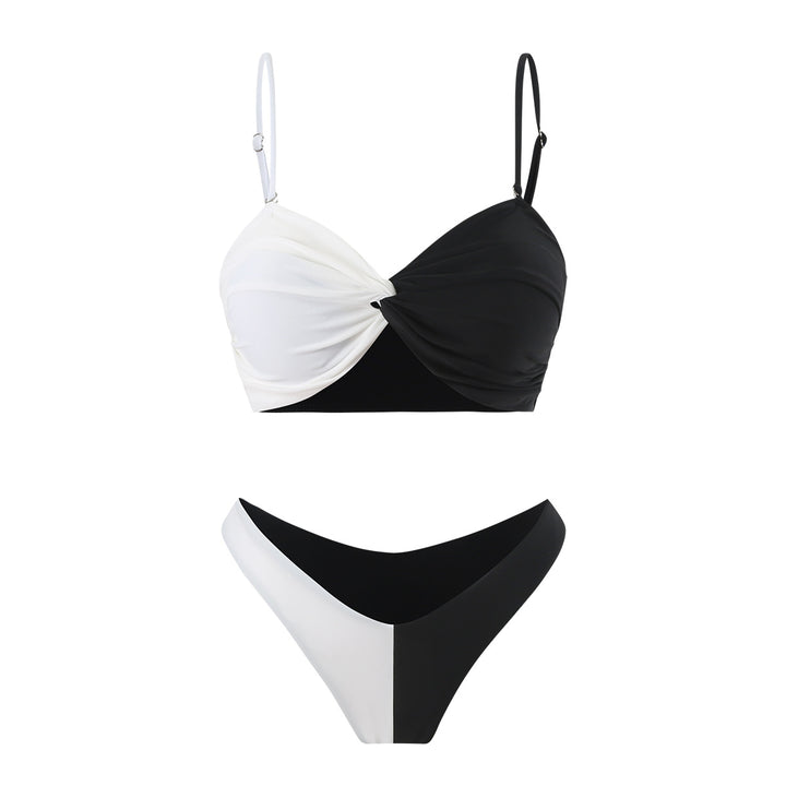 Dame bikini-sæt med rynker og asymmetrisk nederdel Stilla