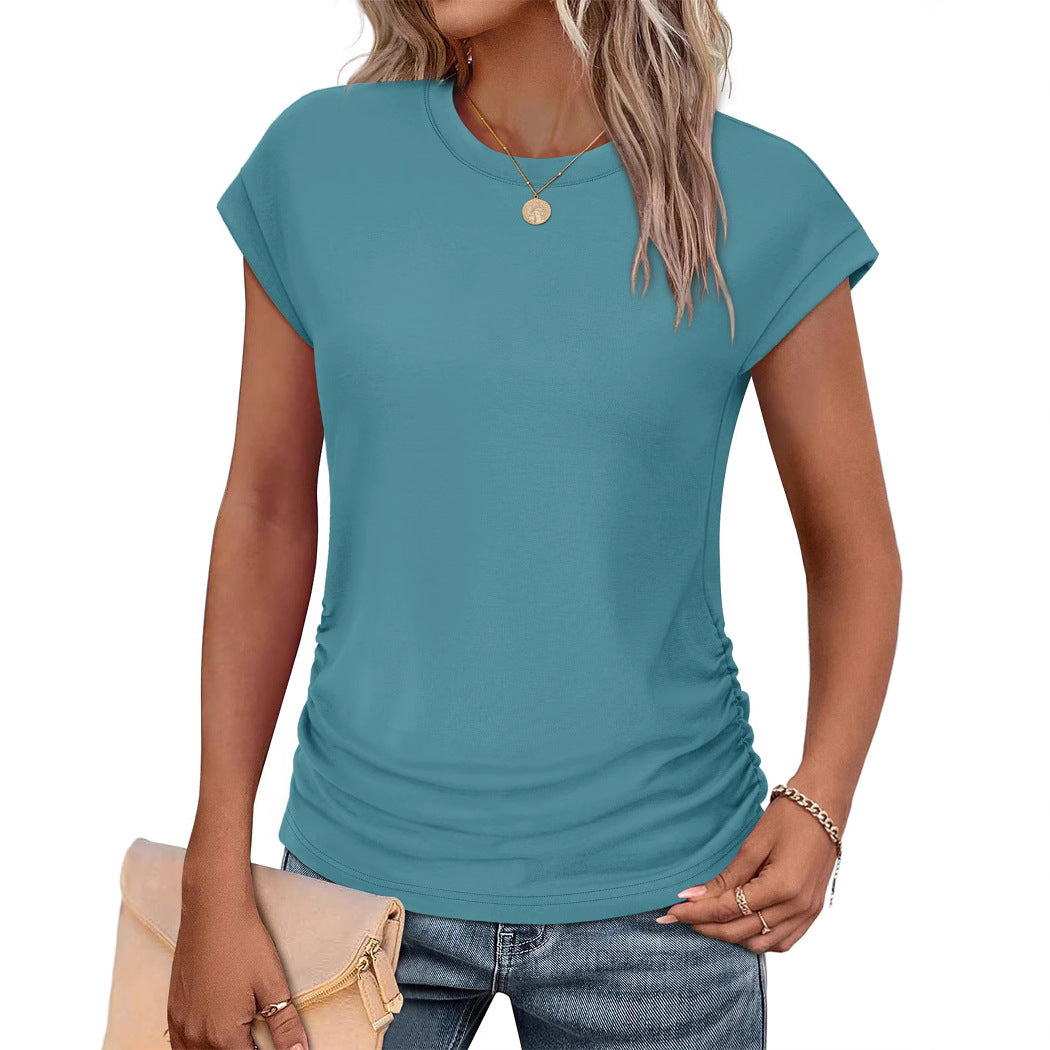 Dame afslappet T-shirt med rynke Stilla