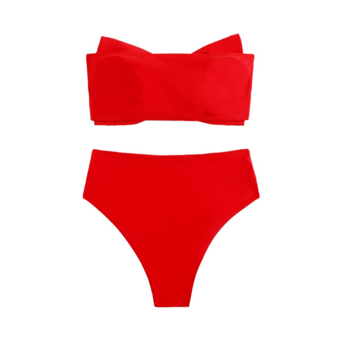 Dame bikini-sæt med smart bindebånd-overdel og højt skåret trusse Stilla