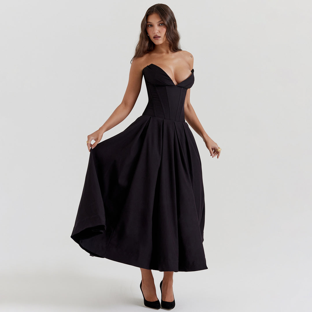 Damer Elegant Bustier-Maxikjole med svingende nederdel og figursyet pasform Stilla