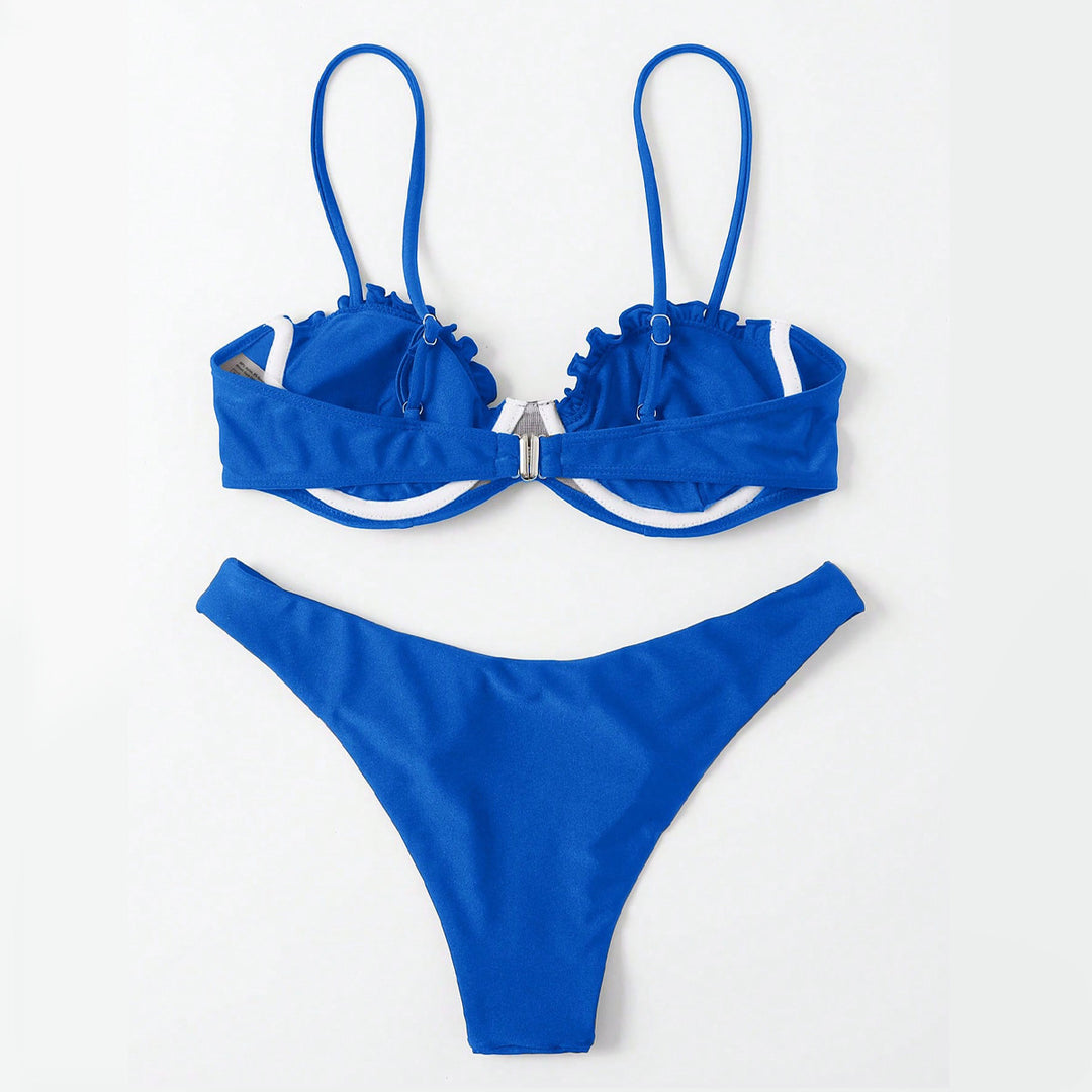 Dame Push-Up-Bikini med rynker og justerbare stropper Skovae