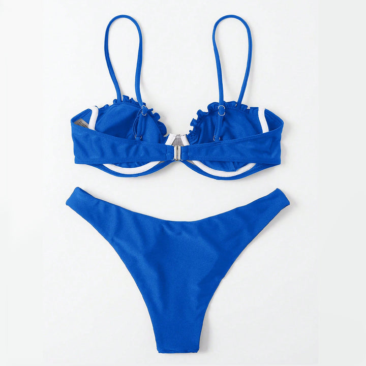 Dame Push-Up-Bikini med rynker og justerbare stropper Skovae