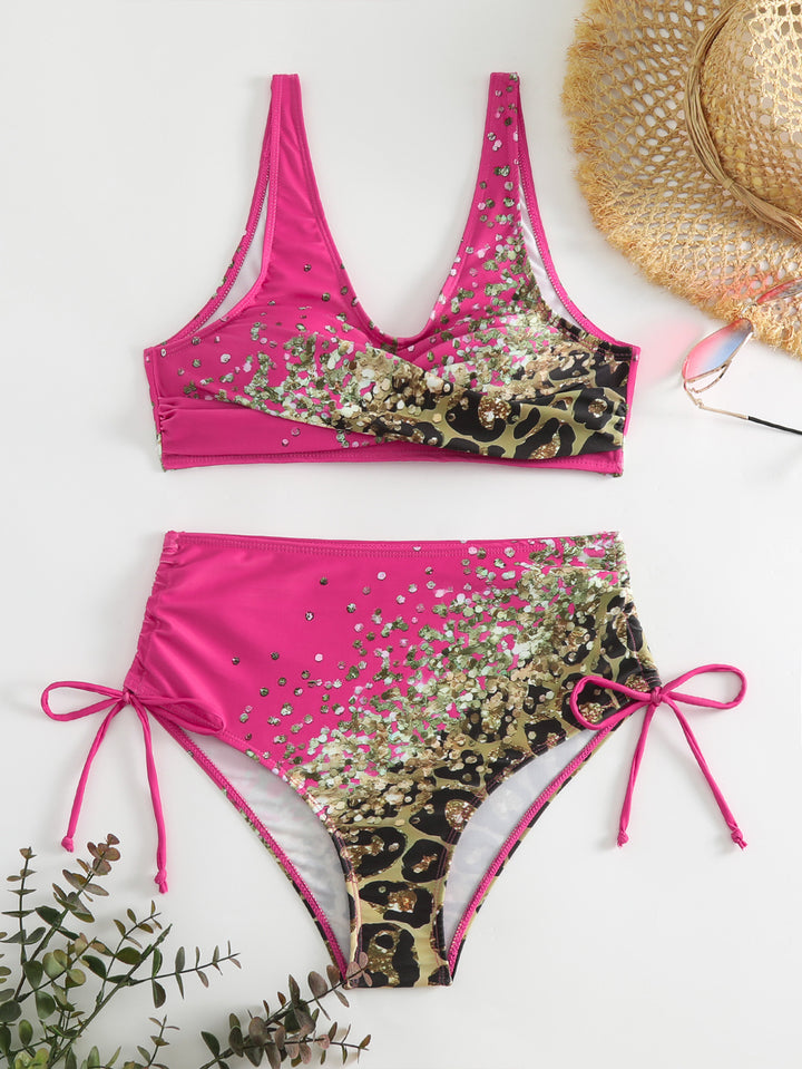 Dame Bikini-sæt med fashionabel glimmer-detalje og høj benskæring Stilla