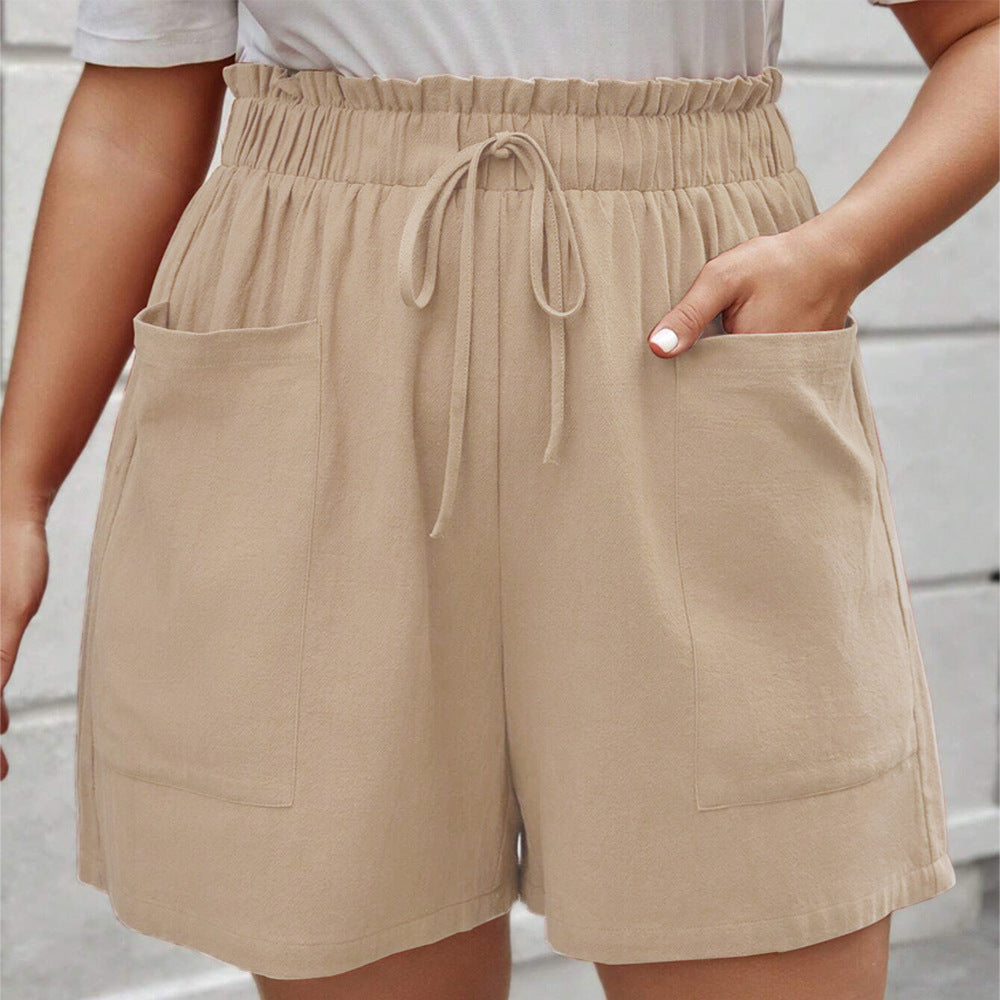 Dame sommerlige high-waist shorts med praktiske lommer og elastisk talje Skovae