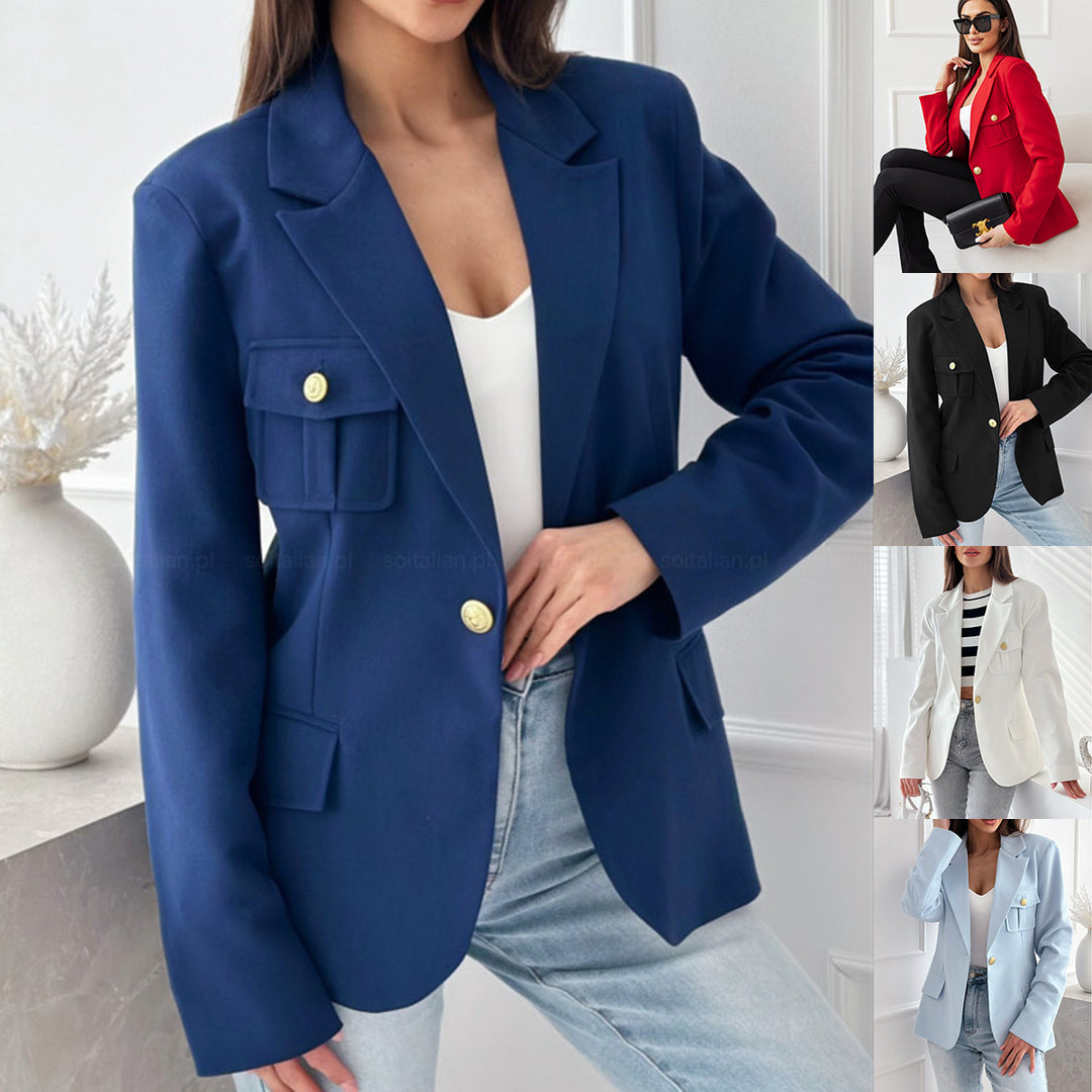 Dame elegant blazer med stilfulde lommer og gyldne knapdetaljer Stilla