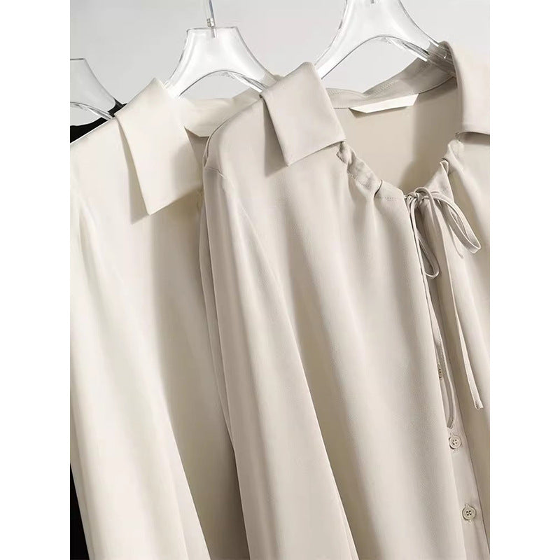 Dame moderne Bluse med sløjfe krave og elegant snit Stilla