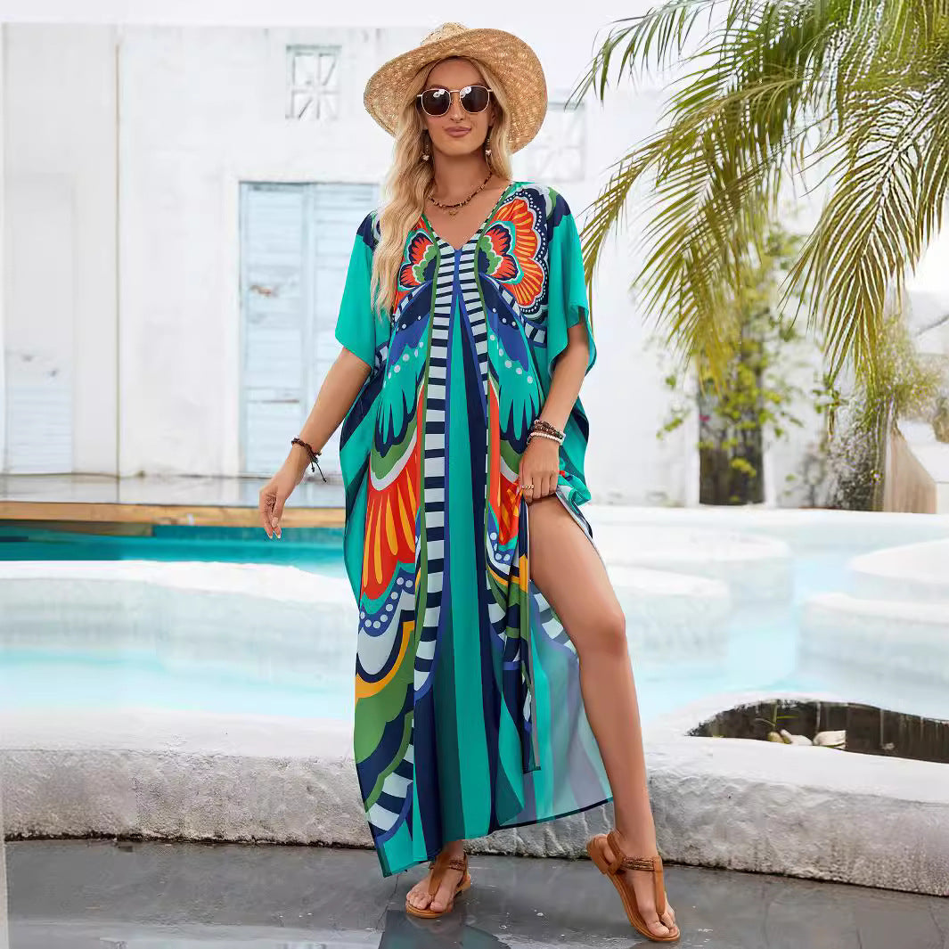 Dame Vibrant Trykt Maxi Kaftan Kjole Stilla